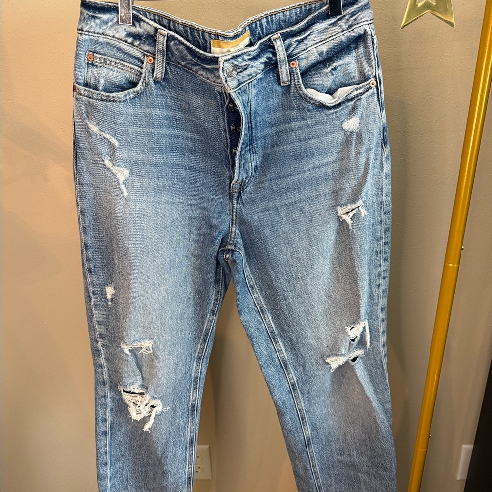 Maurices Legacy Straight Distressed Jeans Size 10 Regular Light Wash